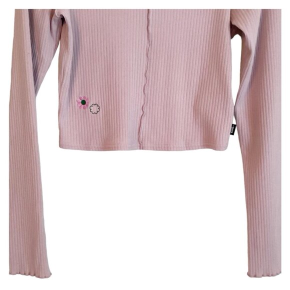 Oversized Long Sleeve Floral Detail Top In Lilac-purple - Picture 6 of 10